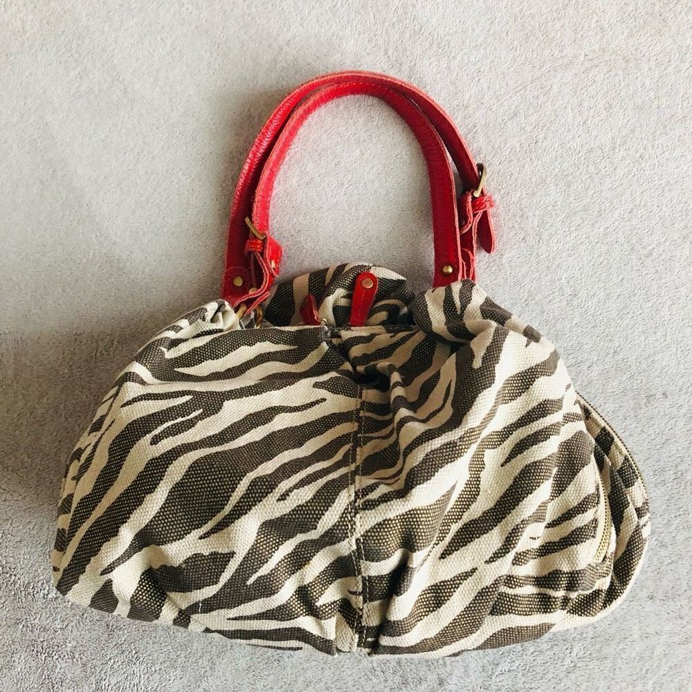 Harujuku Zebra Striped Zipper Bowling Bag Shoulder Bag
